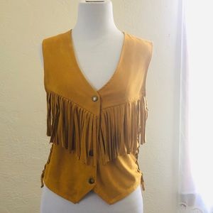 Mustard Yellow Fringe Vest